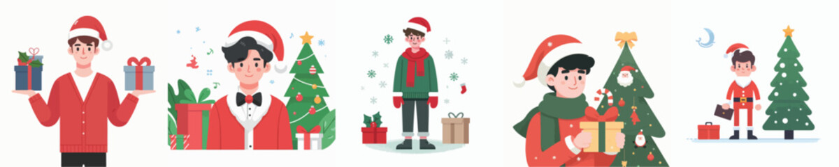 vector young man in christmas dress