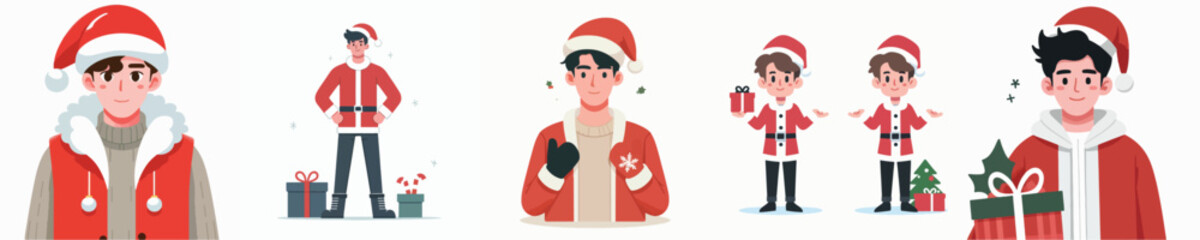 vector young man in christmas dress