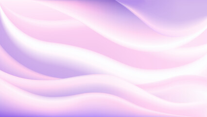 Horizontal background with smooth 3D waves of gradient pastel pink purple color. Abstract empty vector template of banner back. Delicate and feminine style, female and beauty design.