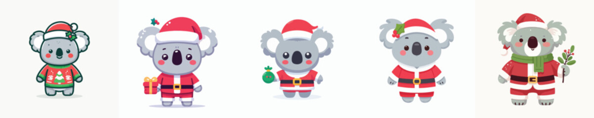 cute koala vector in Christmas costume