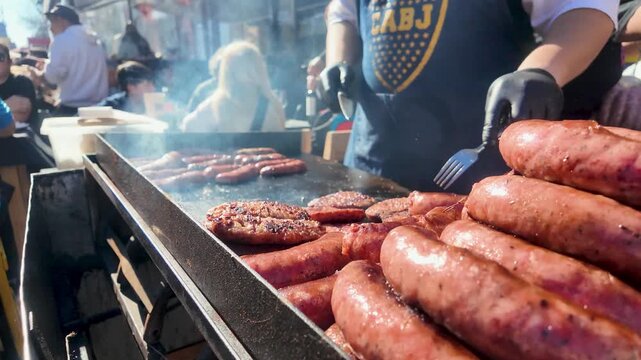 Argentinian Asado with assorted meats on a grill