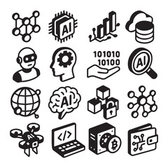 Machine Learning and Data Science Icon Pack.