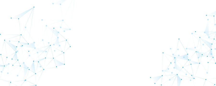 Blue white abstract polygon connection mesh digital technology futuristic communication high tech concept dots lines connect network background. 