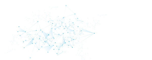 Blue white abstract polygon connection mesh digital technology futuristic communication high tech concept dots lines connect network background. 
