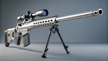 Precision long range rifle with scope and bipod