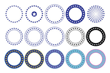 Collection of Circular Star-Bordered Frames in Various Colors.