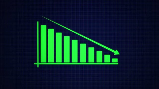 abstract decreasing business graph chart animation. bad economy recession graph chart.