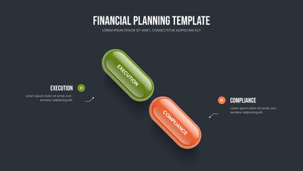 Creative Development Presentation Design Vector Illustration. Visual Overview Two Step Infographic Slide Template. Modern Insight 2 Option Diagram Frame Layout.