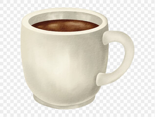 Watercolor coffee cup with hot drink for school or office.vector