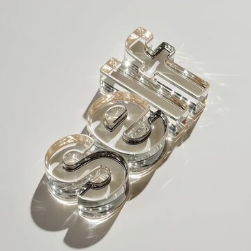 Glass Sculpture of the Word Self on White Background