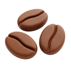 Fototapeta premium Three roasted coffee beans isolated on transparent background