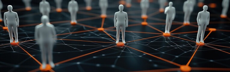 A digital representation of interconnected figures illustrating human networks and relationships in a modern technological landscape.
