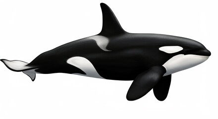 Orca with Sharp Contrast Patterning on a White Background