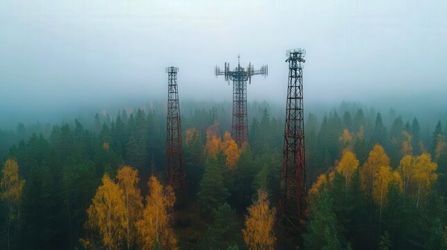 Chernobyls Duga radar station rusted iron giants looming in a foggy forest