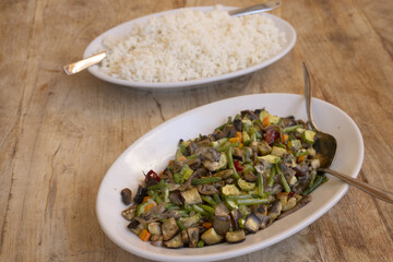 sautéed vegetables and rice