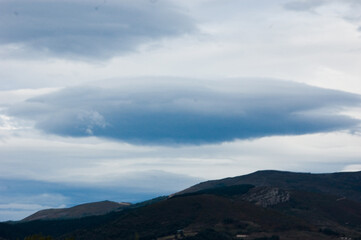 Cloud formation over a mountain range