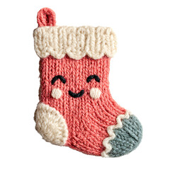 Cute and Whimsical Knitted Christmas Stocking with Cheerful Face