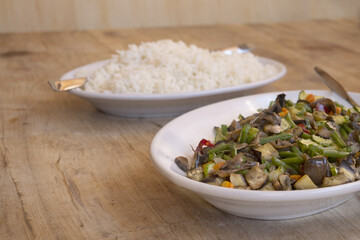 sautéed vegetables and rice