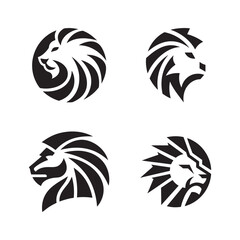 Majestic Lion Head Silhouette Logo Vector Set