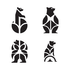 Strong Bear Silhouette Emblem Logo Vector