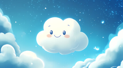Fototapeta premium Happy cloud cartoon