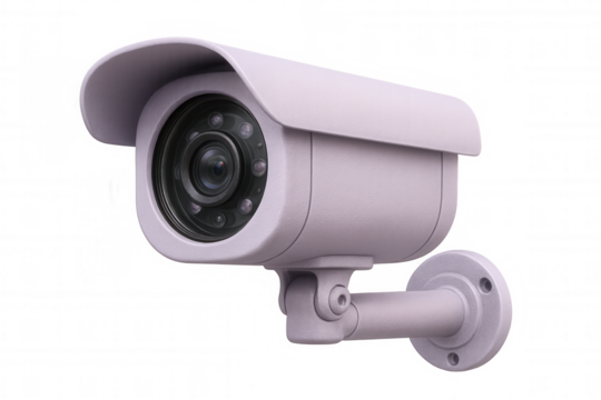 Security camera monitoring area, high-resolution 3d rendering, transparent background, emphasizing surveillance technology
