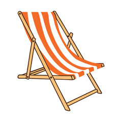 Orange white striped beach chair vector illustration