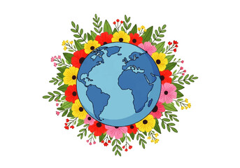 Ideal for earth day promotions or environmental awareness campaigns. Nature conservation concept with vibrant colors and global significance depicted.