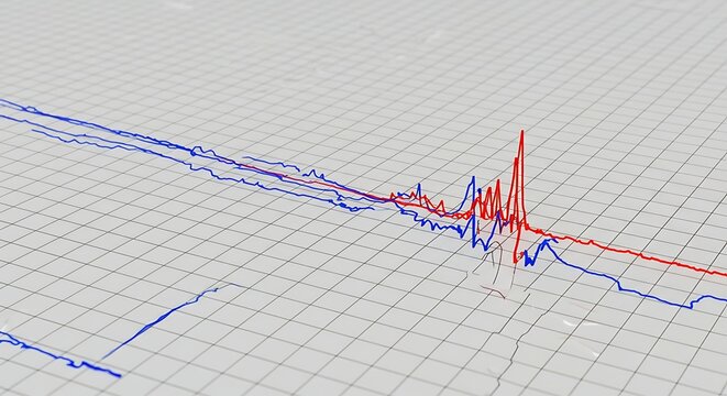 Red Blue Data Lines on White Grid Technical Analysis