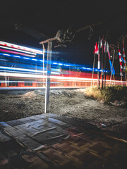 lighttrail of vechile at the street 