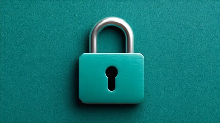 Teal Metal Lock with Keyhole on Textured Background Symbolizing Security and Protection