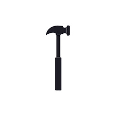 Hammer Silhouette: Construction Tool Icon, Black Background