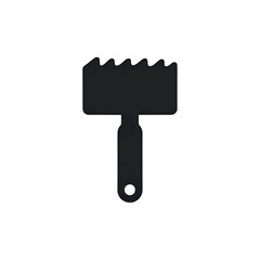Black and White Graphic of a Hand Tool:  A Detailed Close-Up of a Saw-Toothed Tool with a Handle, Suitable for Construction, DIY Projects, and Industrial Design Visuals