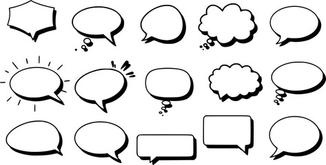 Fototapeta premium Set of blank speech bubbles and chat symbols