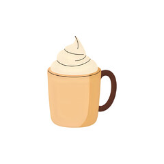 Creamy Whipped Topping on Coffee Drink: Autumn Beverage Illustration