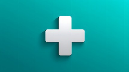 Obraz premium Minimalist Plus Symbol Icon on a Solid Color Background Representing Health and Wellness