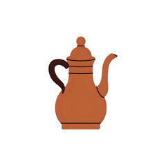 Elegant Clay Coffee Pot: Rich Brown Ceramic Coffee Maker Illustration