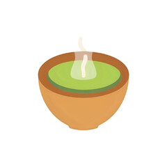 Steaming Matcha in a Terracotta Bowl: A Close-Up View