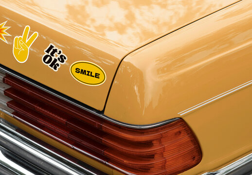 Car Trunk Rear Bumper Stickers Mockup