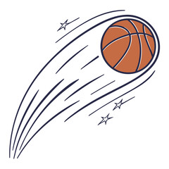 A stylized basketball with a dark blue swoosh trail and small stars against a white background © MST SAHIDA  BEGUM 
