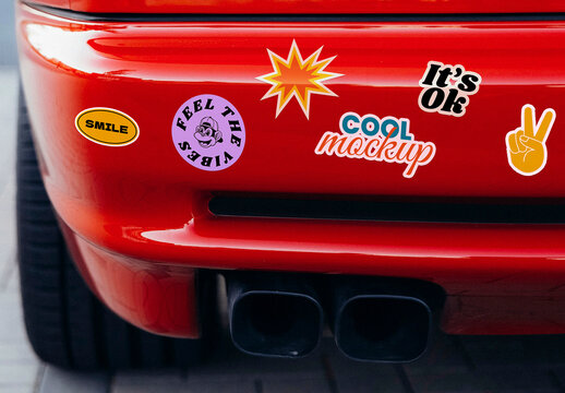 Rear Bumper Stickers Mockup
