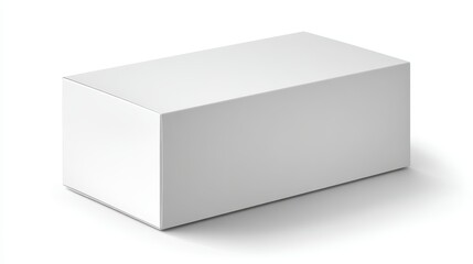A 4K photo of plain White Rectangular Cardboard Box Isolated on White Background for Packaging or Storage Use.