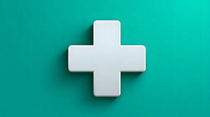 Obraz premium Minimalist Medical Cross Symbol on a Clean Green Background for Health and Wellness Themes
