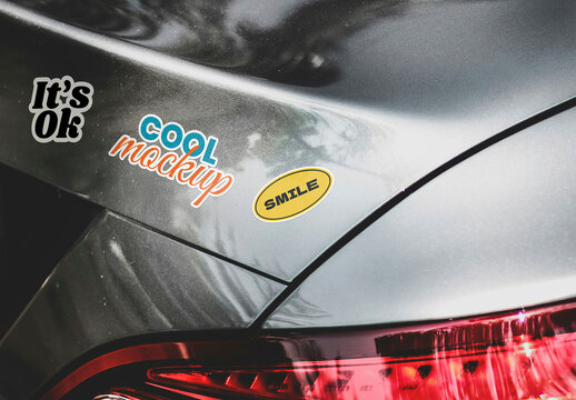 Trunk Rear Bumper Car Stickers Mockup