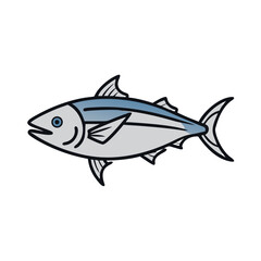 Stylized tuna fish vector illustration with dark outlines isolated