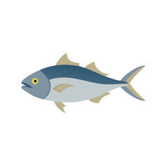Flat stylized image of a fish on black backdrop