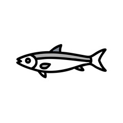 Stylized Fish Illustration on Black Background, Graphic Presentation