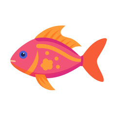 Stylized flat illustration of an orange and pink fish
