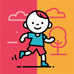 flat child running vector