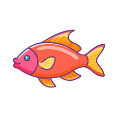 Cartoon fish illustration with vibrant color and black background
